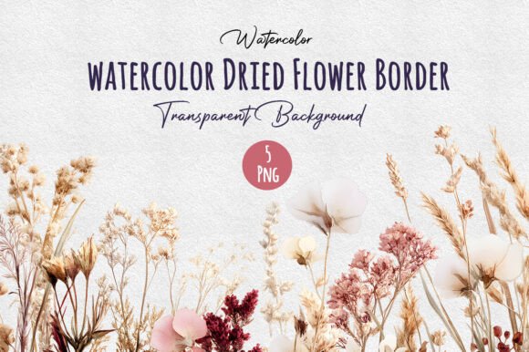 Download Watercolor Seamless Dried Flower Border - Premium Resources