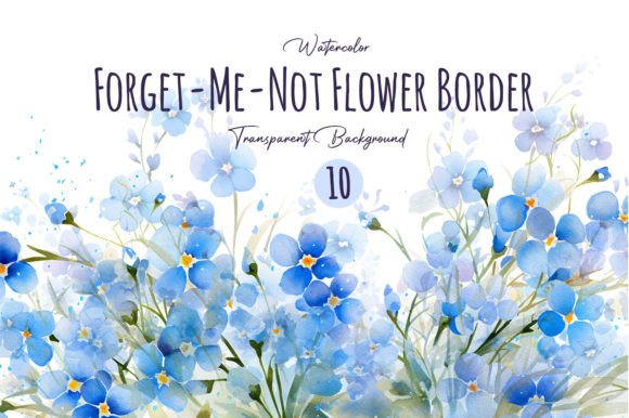 Download Watercolor Blue Flower Border Clipart - Flower border Collection