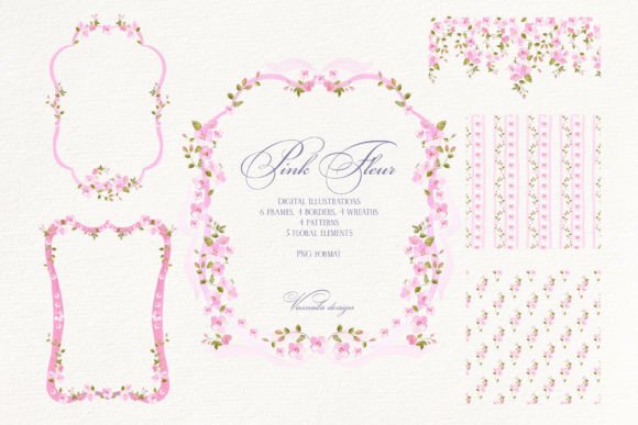 Download Pink Flower Borders Wreaths and Frames - Flower border Collection