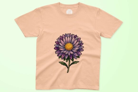 Download Purple Aster Bloom with Green Leaves - Green Collection