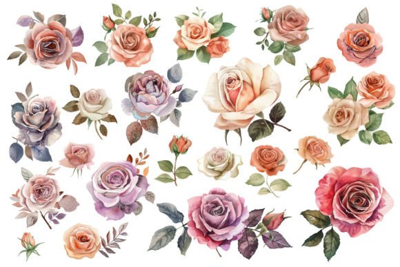 Download Hand Drawn Watercolor Flower Set - Watercolor flower set Collection