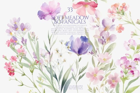 Download Soft Meadow Botanicals Clipart Set - Meadow Collection