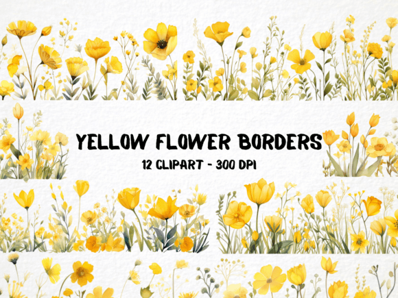 Download Watercolor Yellow Flower Borders - Flower border Collection