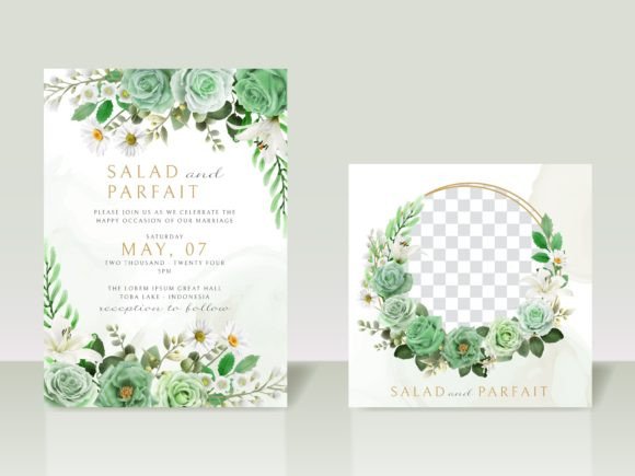 Download Greenery Floral Wedding Invitations Card - Green Collection